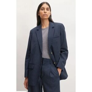 Everlane The Oversized Blazer in Buttersmooth Corpcore Pinstripe Navy Bone 0